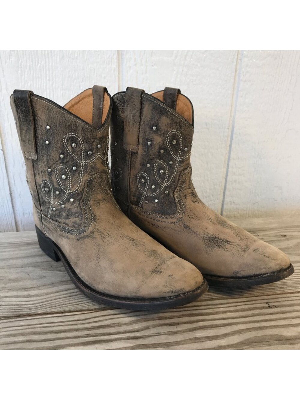 Miz Mooz Cozumel Womens Distressed Leather Cowboy Western Ankle Boots 11